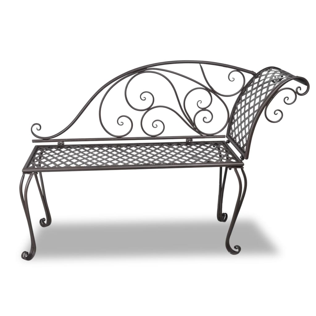 vidaXL dārza guļamkrēsls, 128 cm, tērauds, antīki brūns