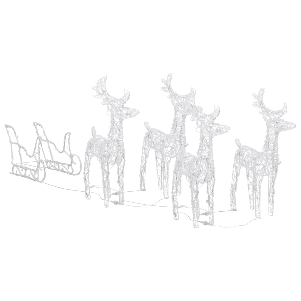 vidaXL Ziemassvētku dekorācija, ziemeļbrieži un kamanas, 280x28x55 cm