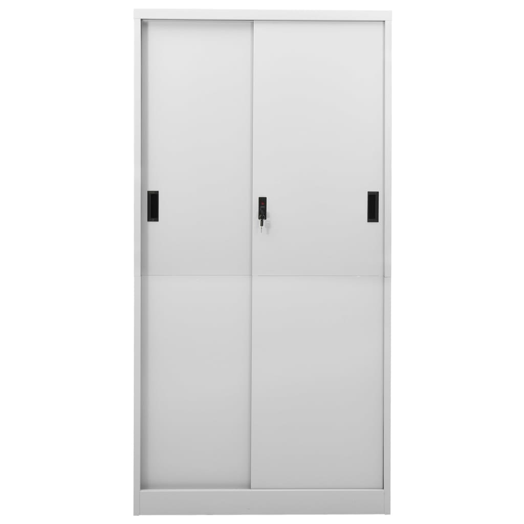 vidaXL biroja skapis ar bīdāmām durvīm, 90x40x180 cm, pelēks tērauds