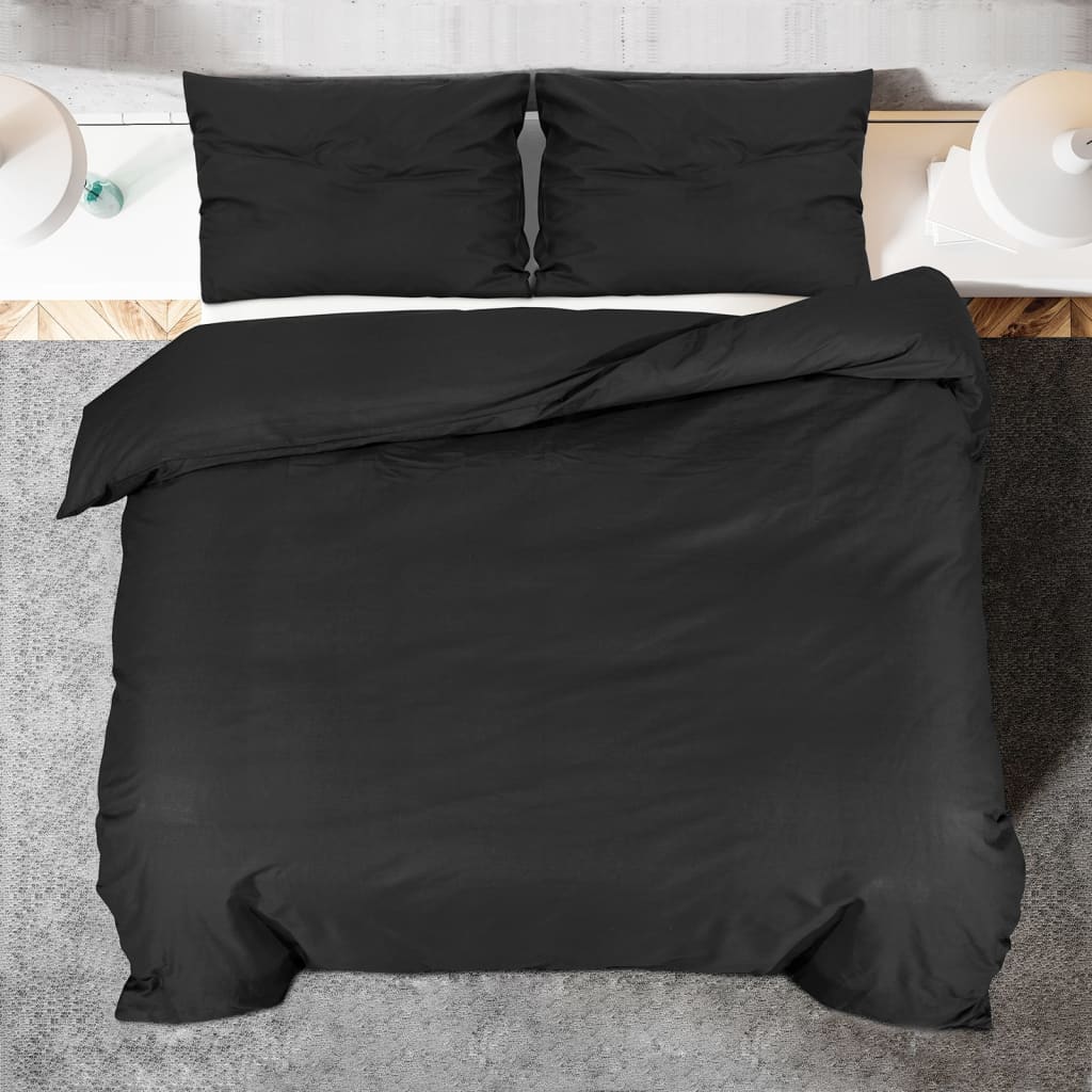 vidaXL gultasveļas komplekts, melns, 135x200 cm, viegla mikrošķiedra