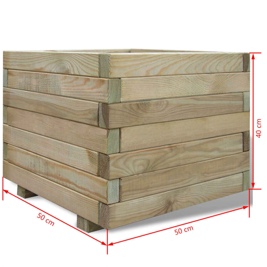 vidaXL augstā puķu kaste, 50x50x40 cm, koks, kvadrāta forma