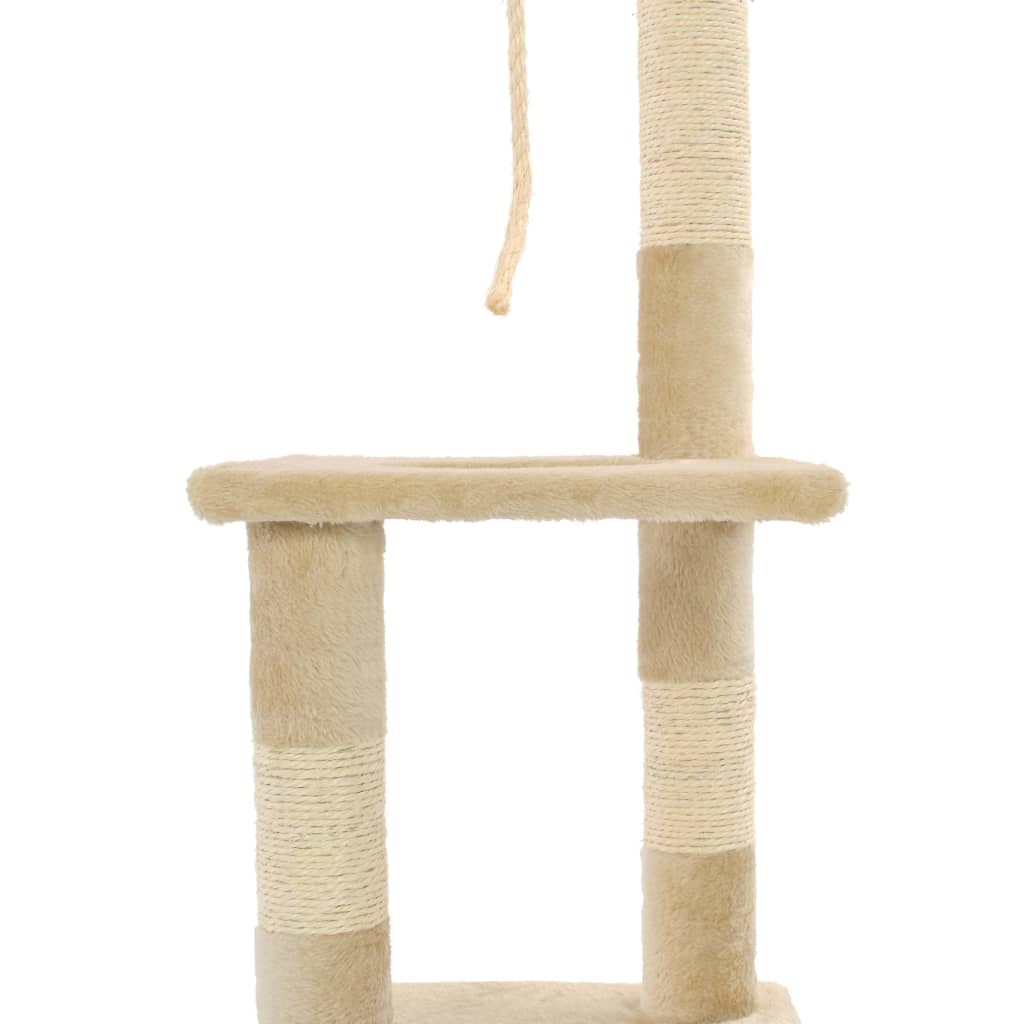 vidaXL kaķu māja ar sizala stabiem nagu asināšanai, 109 cm, bēša
