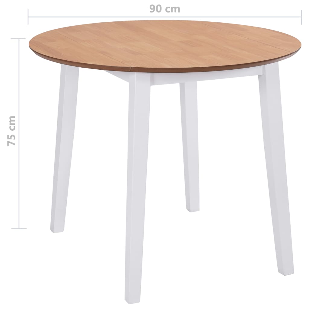 vidaXL virtuves galds ar atlokāmām malām, apaļš, MDF, balts