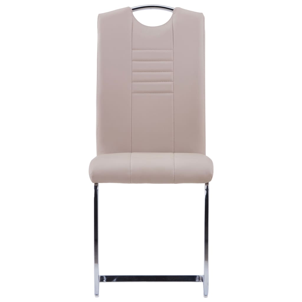 vidaXL konsoles virtuves krēsli, 6 gab., kapučīno krāsas mākslīgā āda