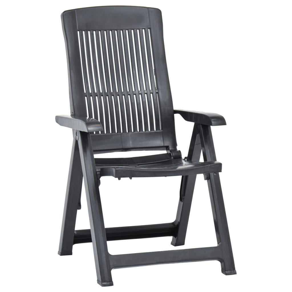 vidaXL atgāžami dārza krēsli, 2 gab., antracītpelēka plastmasa