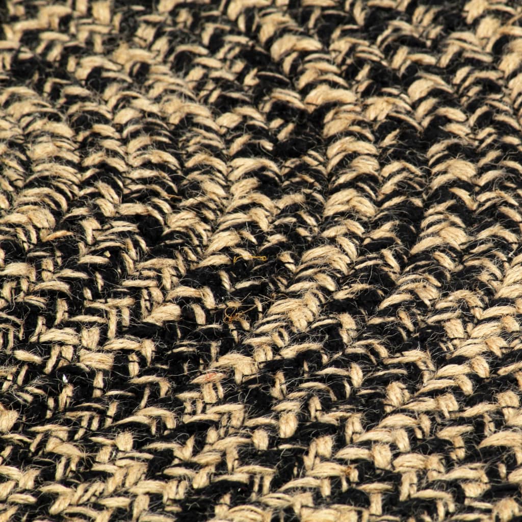 vidaXL paklājs, 150 cm, roku darbs, džuta, melns un dabīgs