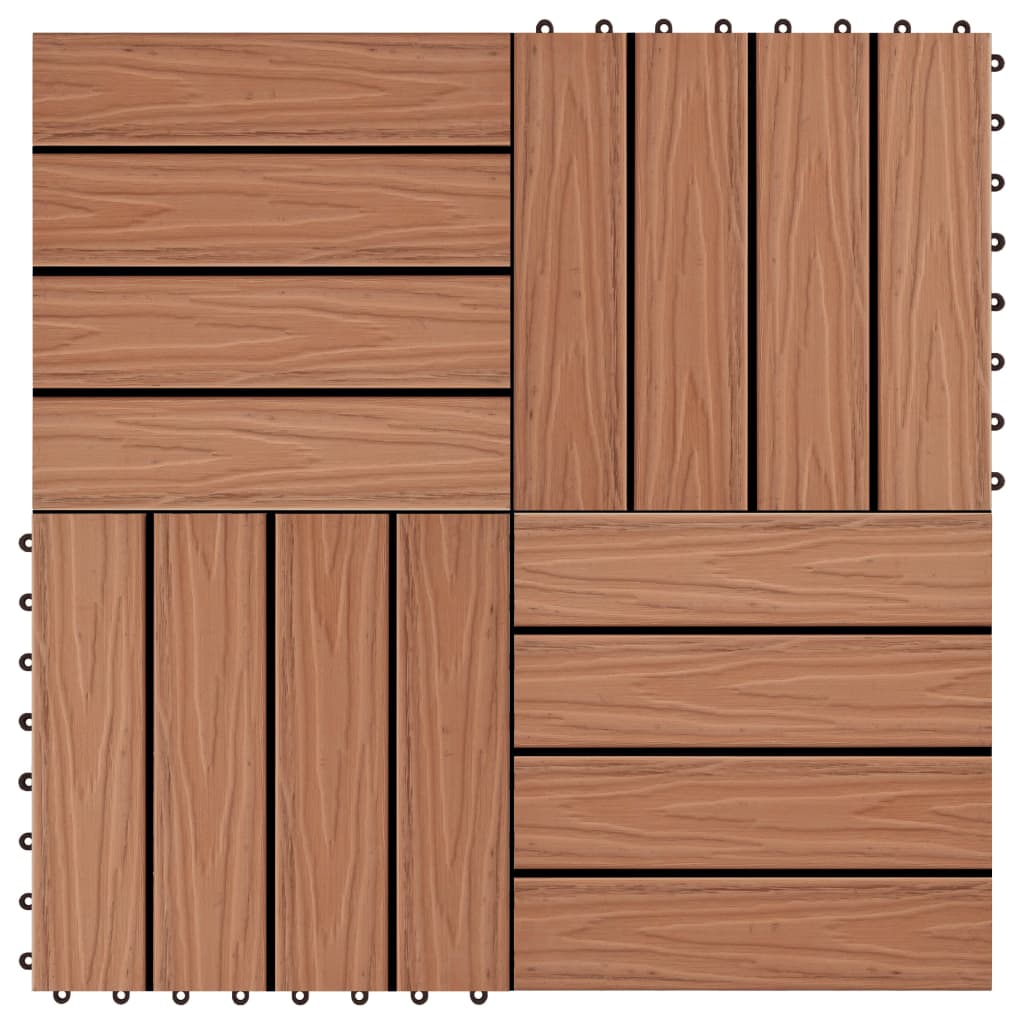 vidaXL terases flīzes, 11 gab., WPC, 30x30 cm, 1 m2, gaiši brūnas