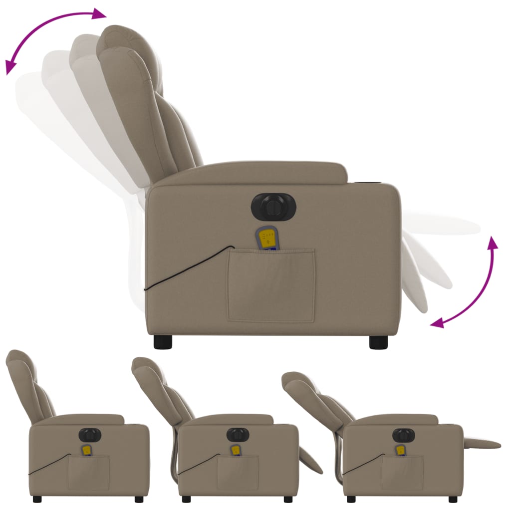 vidaXL elektrisks masāžas krēsls, atgāžams, kapučīno mākslīgā āda