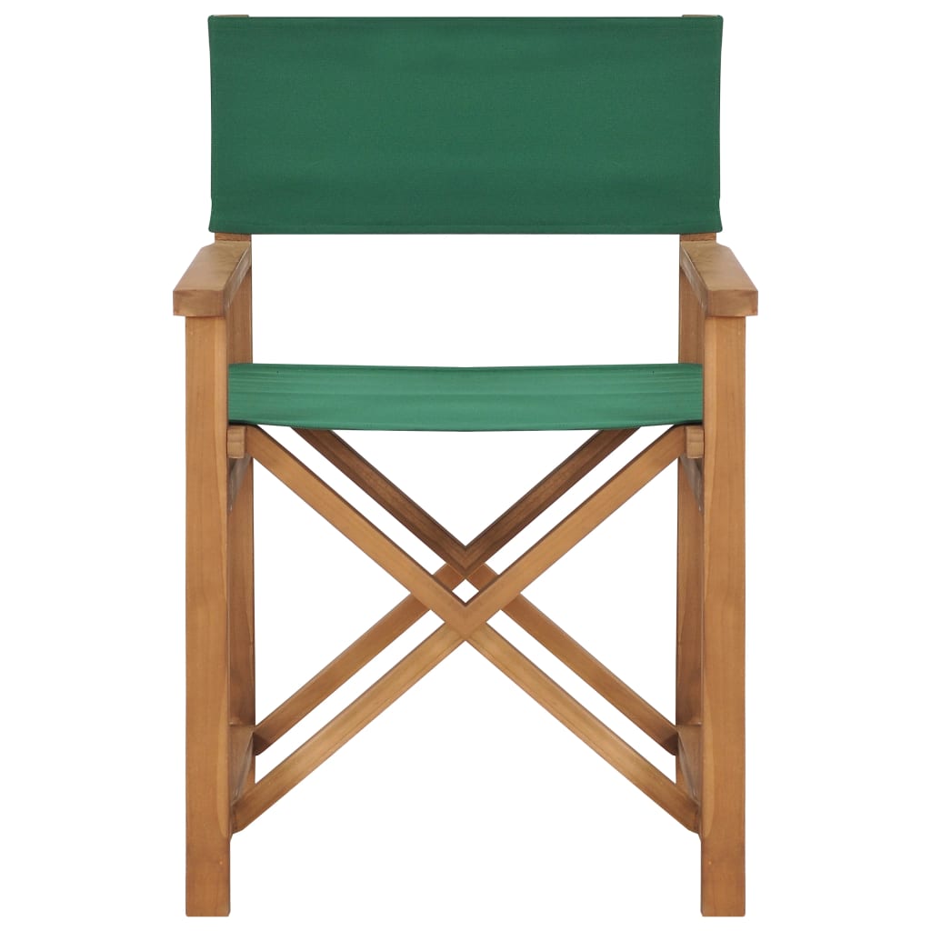 vidaXL režisora krēsls, masīvs tīkkoks, zaļš