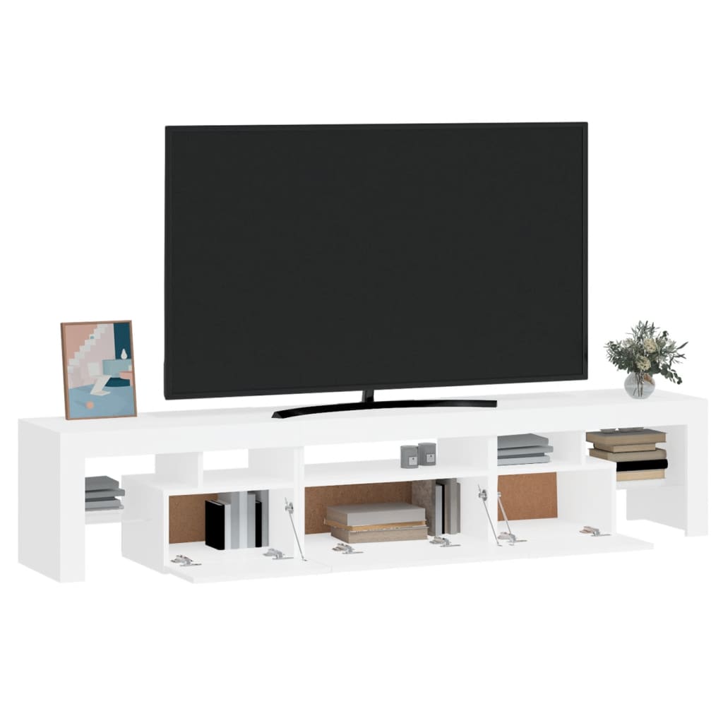 vidaXL TV skapītis ar LED apgaismojumu, balts, 200x36,5x40 cm