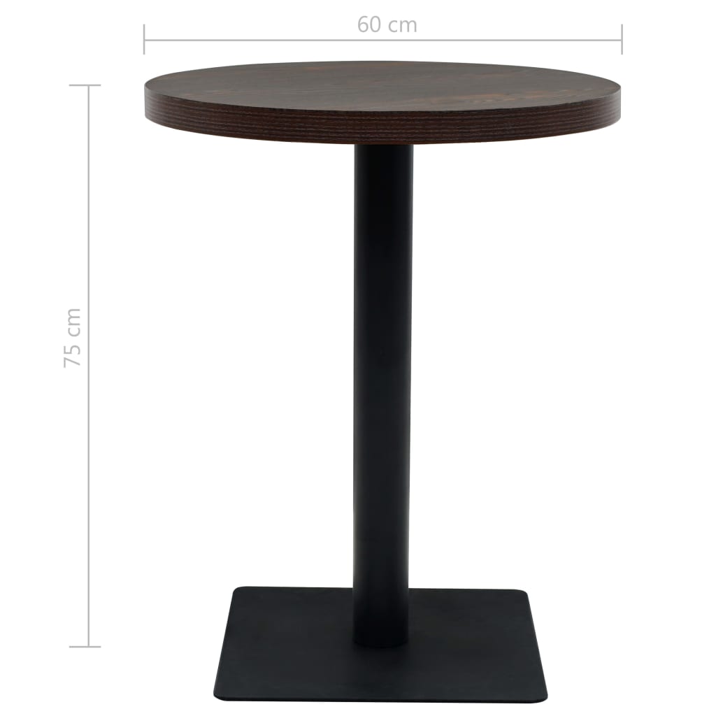 vidaXL bistro galds, 60x75cm, apaļš, MDF, tērauds, tumšpelēks