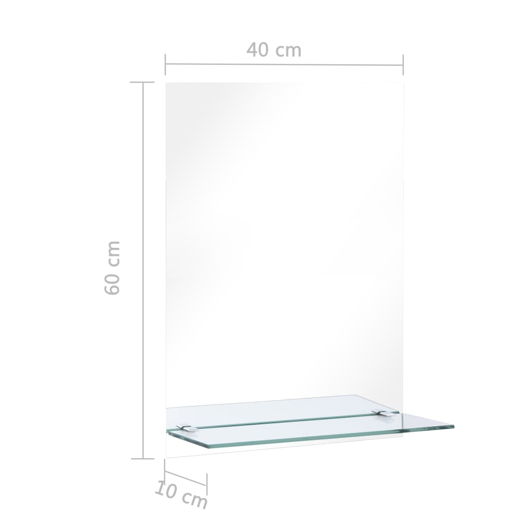 vidaXL sienas spogulis ar plauktu, 40x60 cm, rūdīts stikls