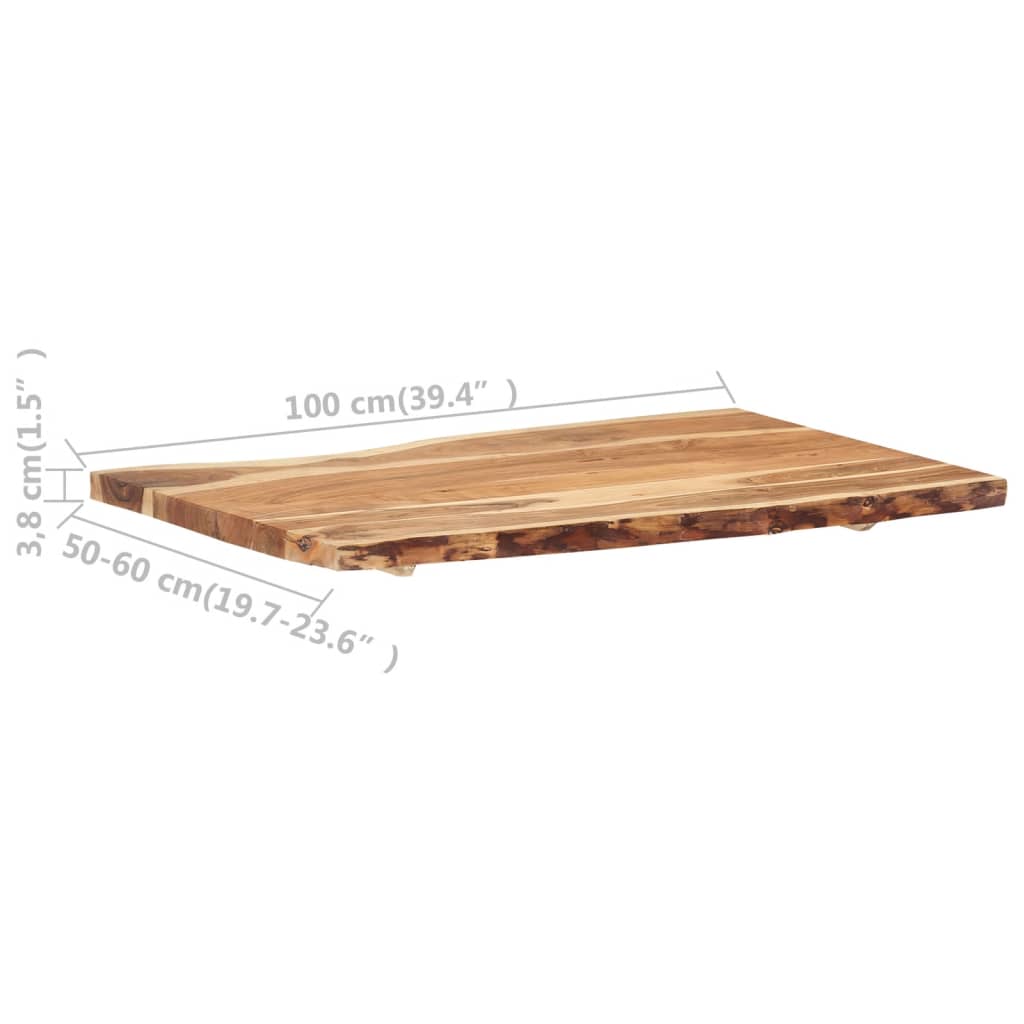 vidaXL galda virsma, akācijas masīvkoks, 100x(50-60)x3,8 cm