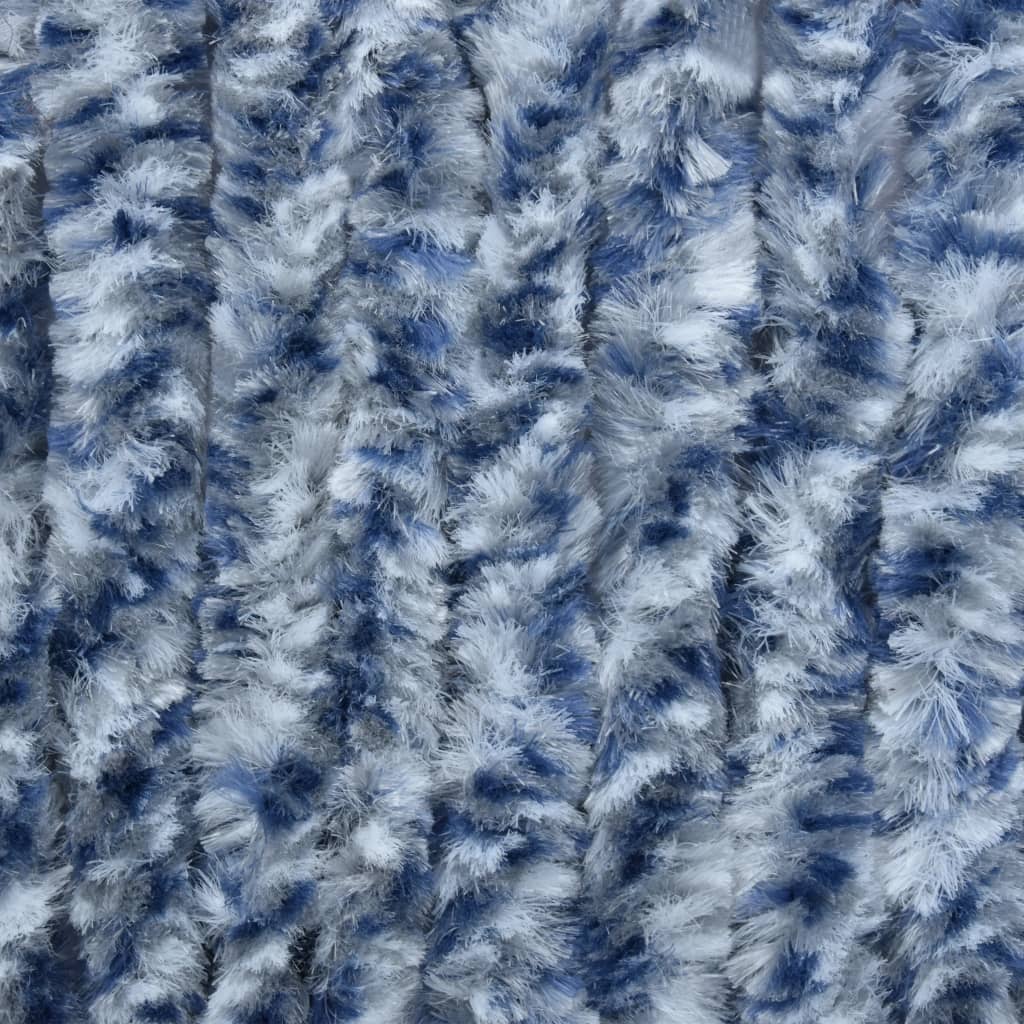 vidaXL kukaiņu aizkars, zils un balts, 90x200 cm, šenils