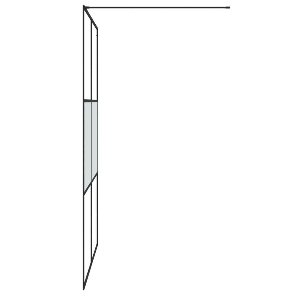vidaXL dušas siena, 140x195 cm, daļēji matēts ESG stikls, melna