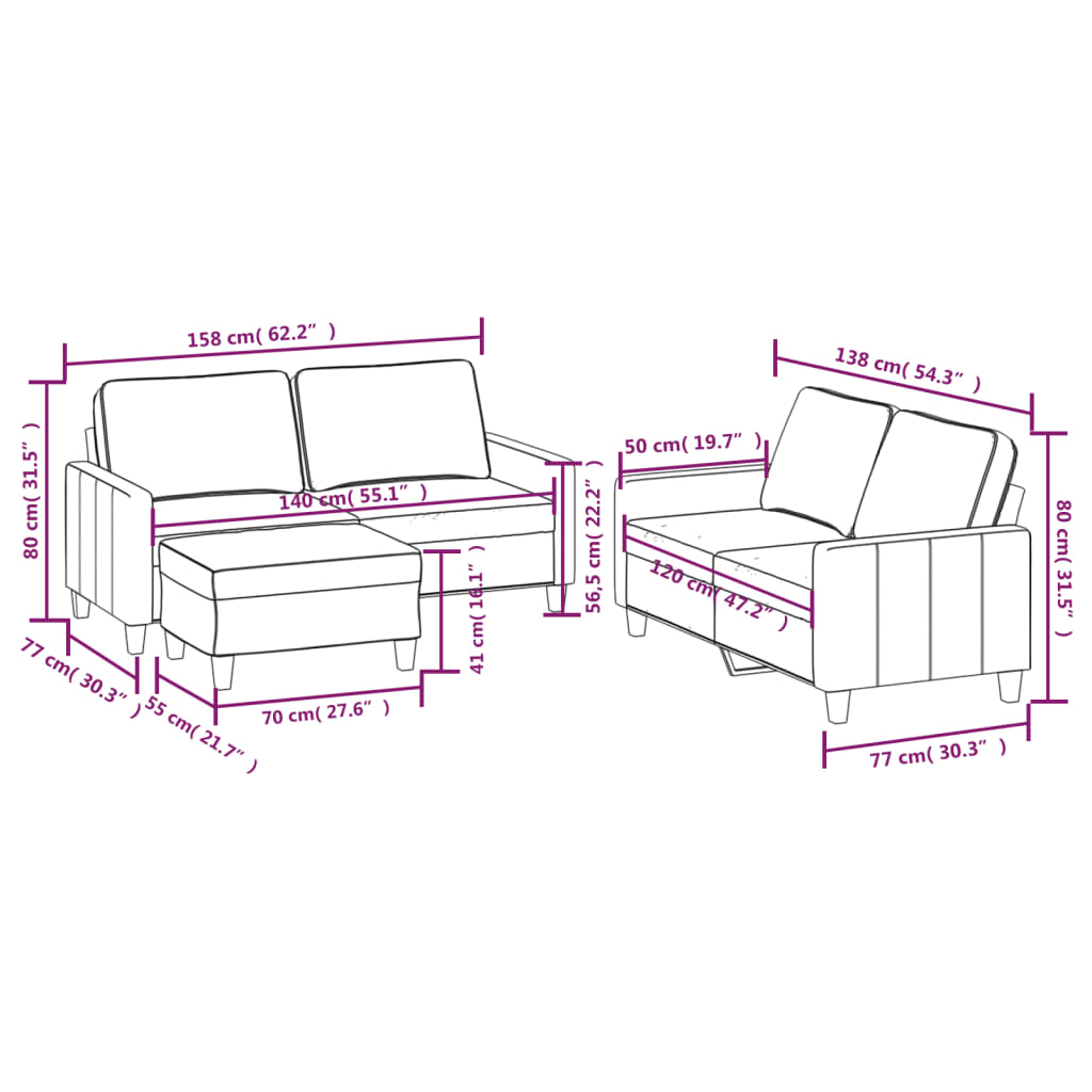 vidaXL trīsdaļīgs dīvānu komplekts ar spilveniem, tumši pelēks audums
