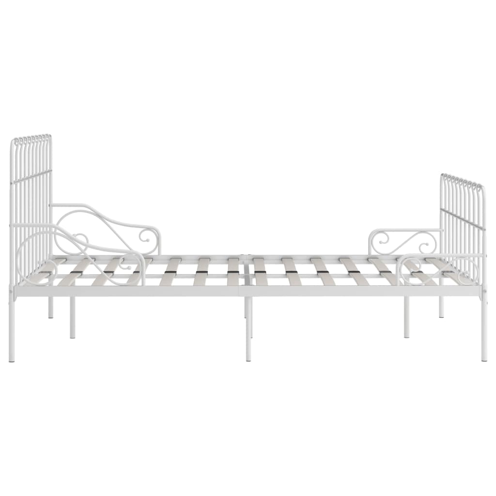 vidaXL gultas rāmis ar redeļu pamatni, balts metāls, 140x200 cm