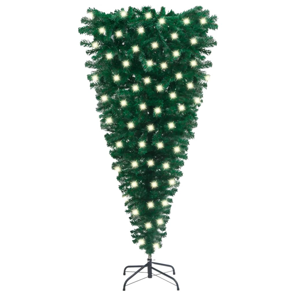 vidaXL izgaismota Ziemassvētku egle, apgriezta, zaļa, 120 cm