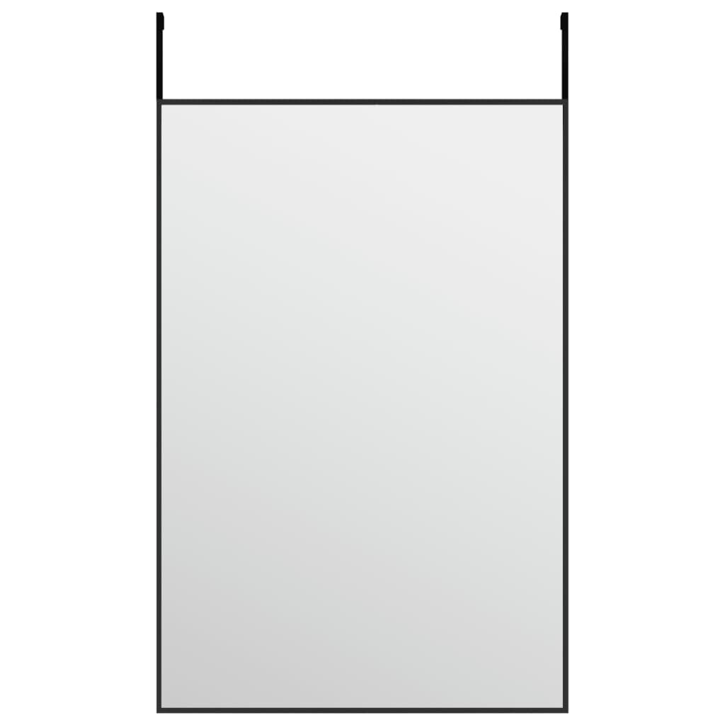 vidaXL durvju spogulis, melns, 40x60 cm, stikls un alumīnijs