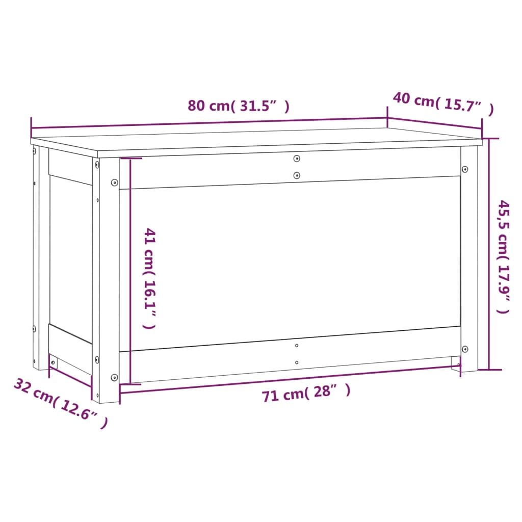 vidaXL uzglabāšanas kaste, pelēka, 80x40x45,5 cm, priedes masīvkoks