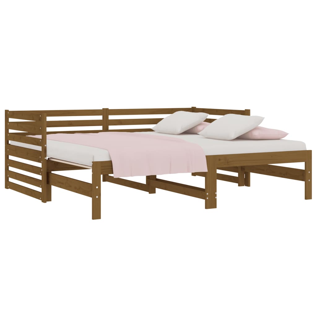 vidaXL izvelkama gulta, medus brūna, 2x(80x200) cm, priedes masīvkoks