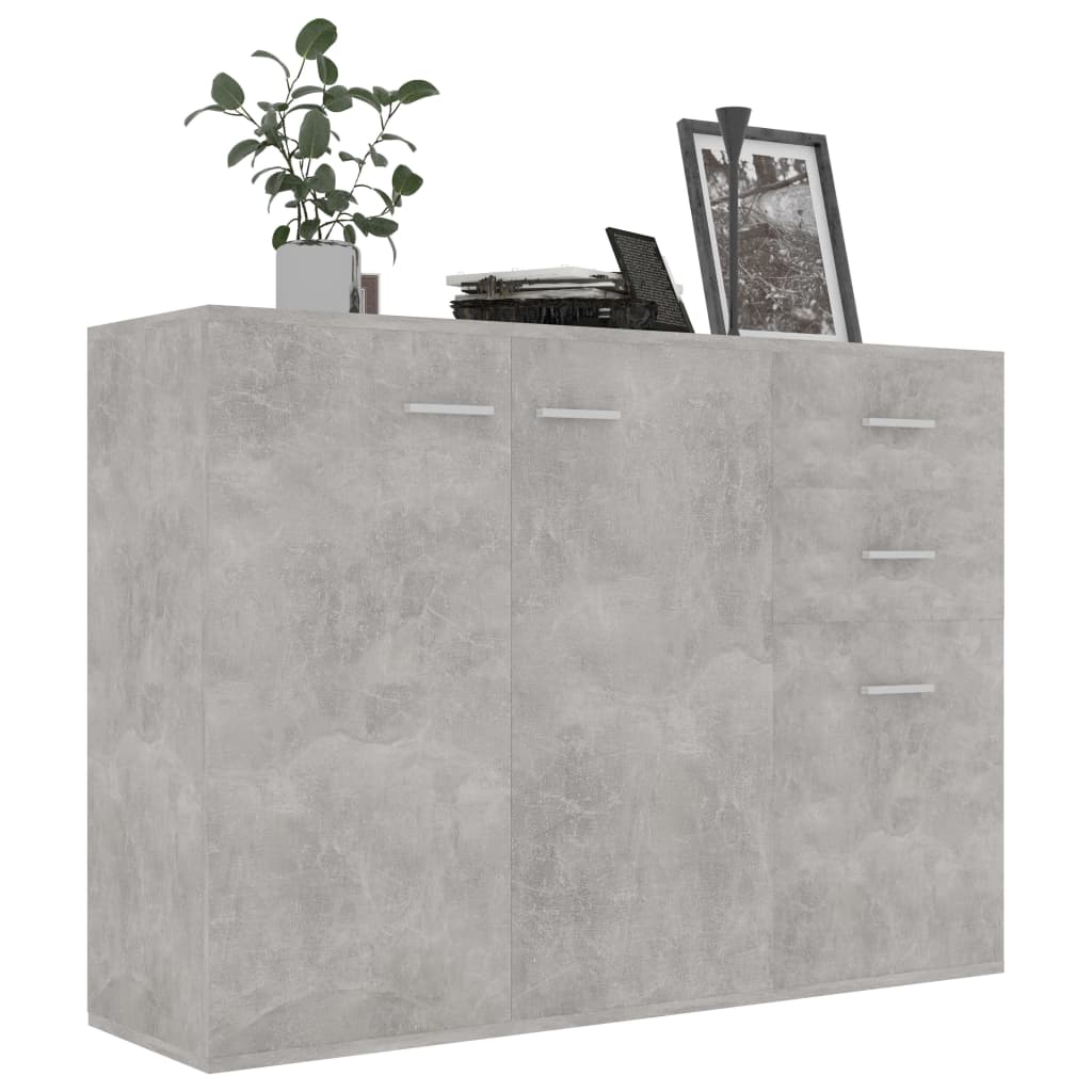vidaXL kumode, 105x30x75 cm, kokskaidu plātne, betona pelēka