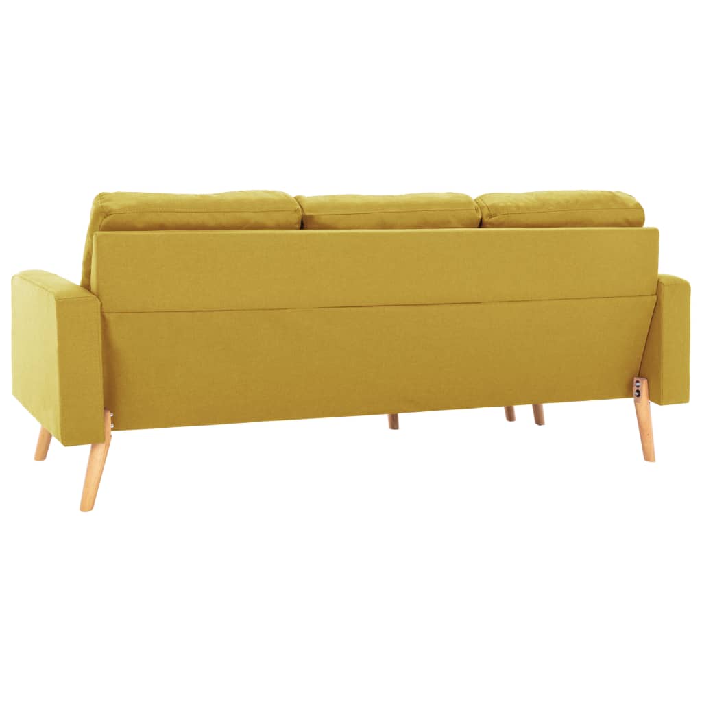 vidaXL trīsvietīgs dīvāns ar kājsoliņu, dzeltens audums