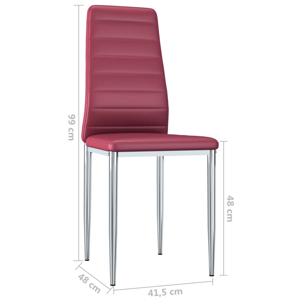 vidaXL virtuves krēsli, 6 gab., sarkana mākslīgā āda