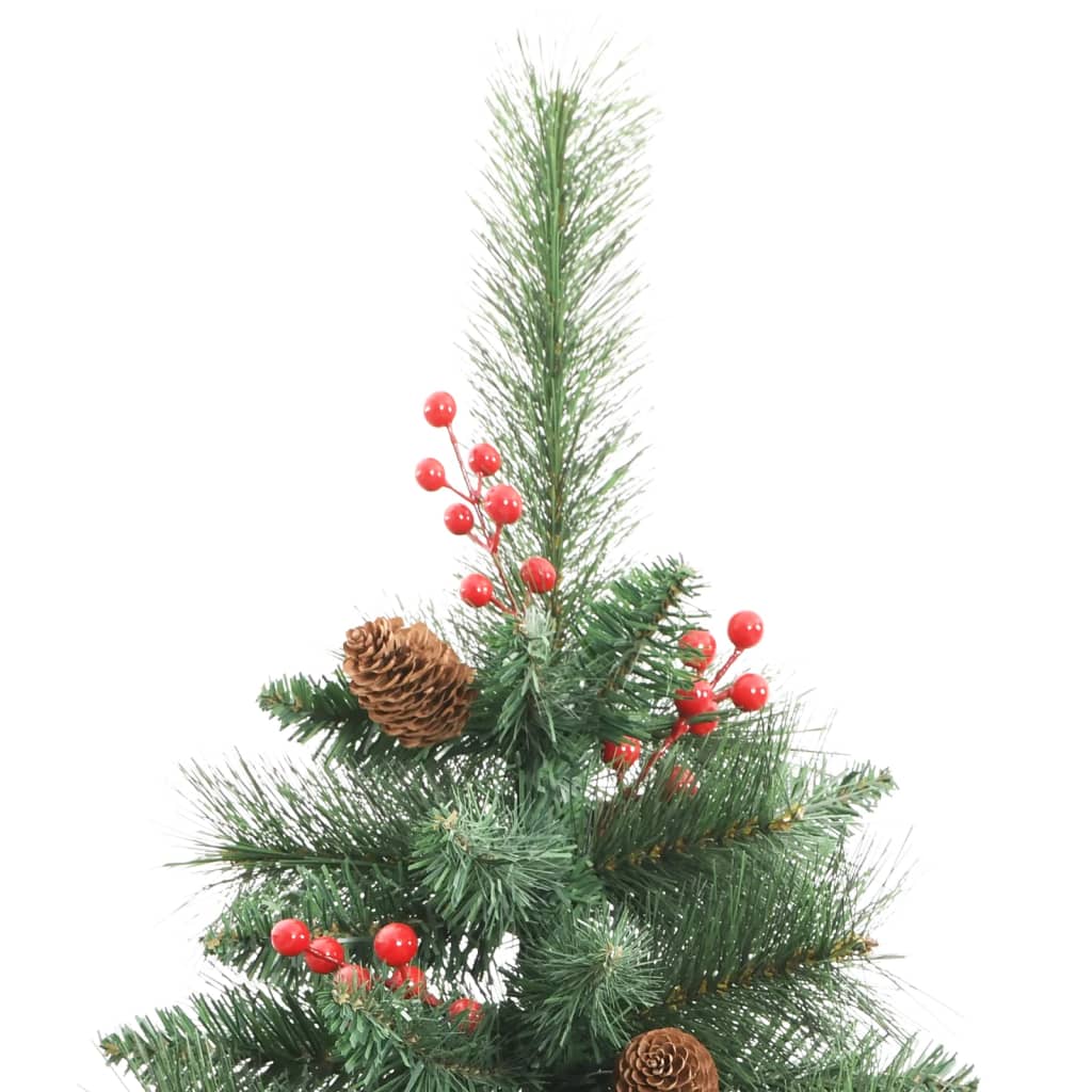 vidaXL mākslīgā Ziemassvētku egle ar čiekuriem un ogām, 180 cm