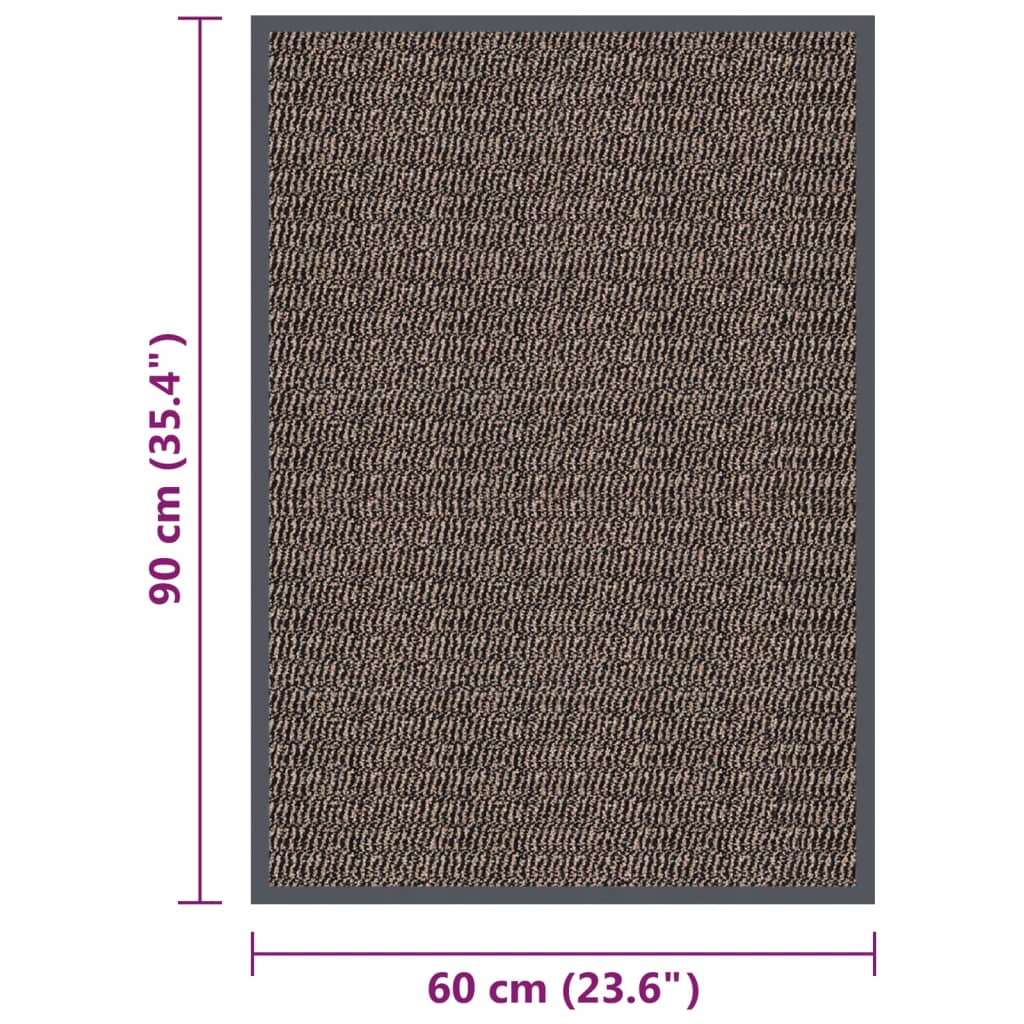 vidaXL durvju paklājs, 60x90 cm, tumši brūns