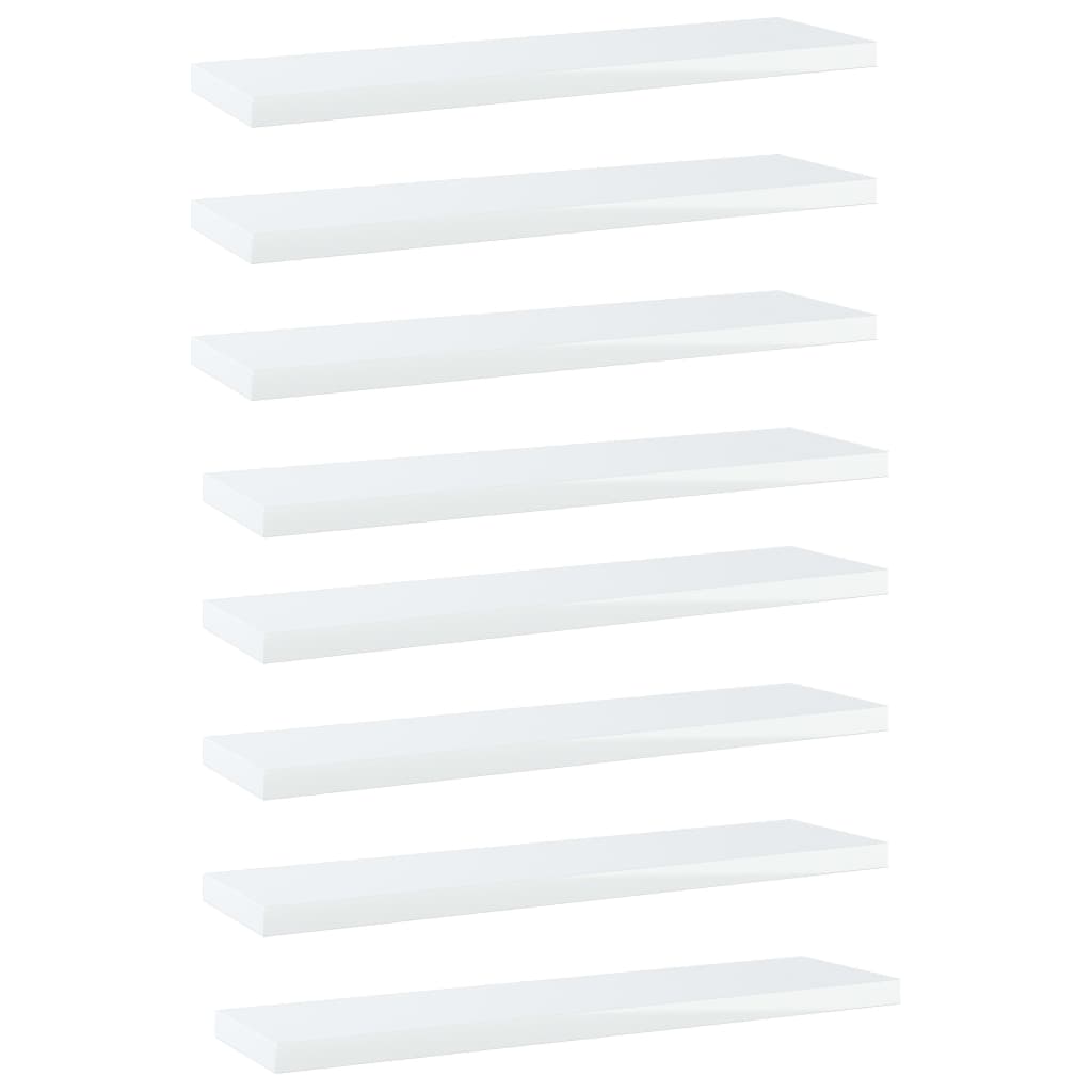 vidaXL plauktu dēļi, 8 gab., spīdīgi balti, 40x10x1,5cm, skaidu plātne