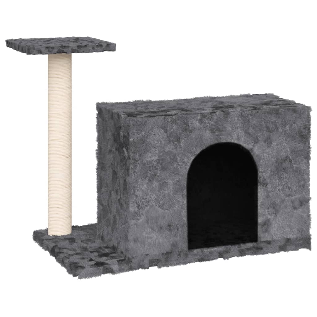 vidaXL kaķu māja ar sizala stabu nagu asināšanai, 51 cm, tumši pelēka