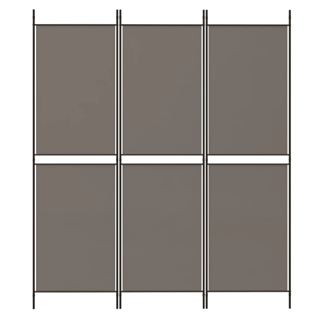 vidaXL 3-paneļu istabas aizslietnis, 150x220 cm, antracītpelēks audums