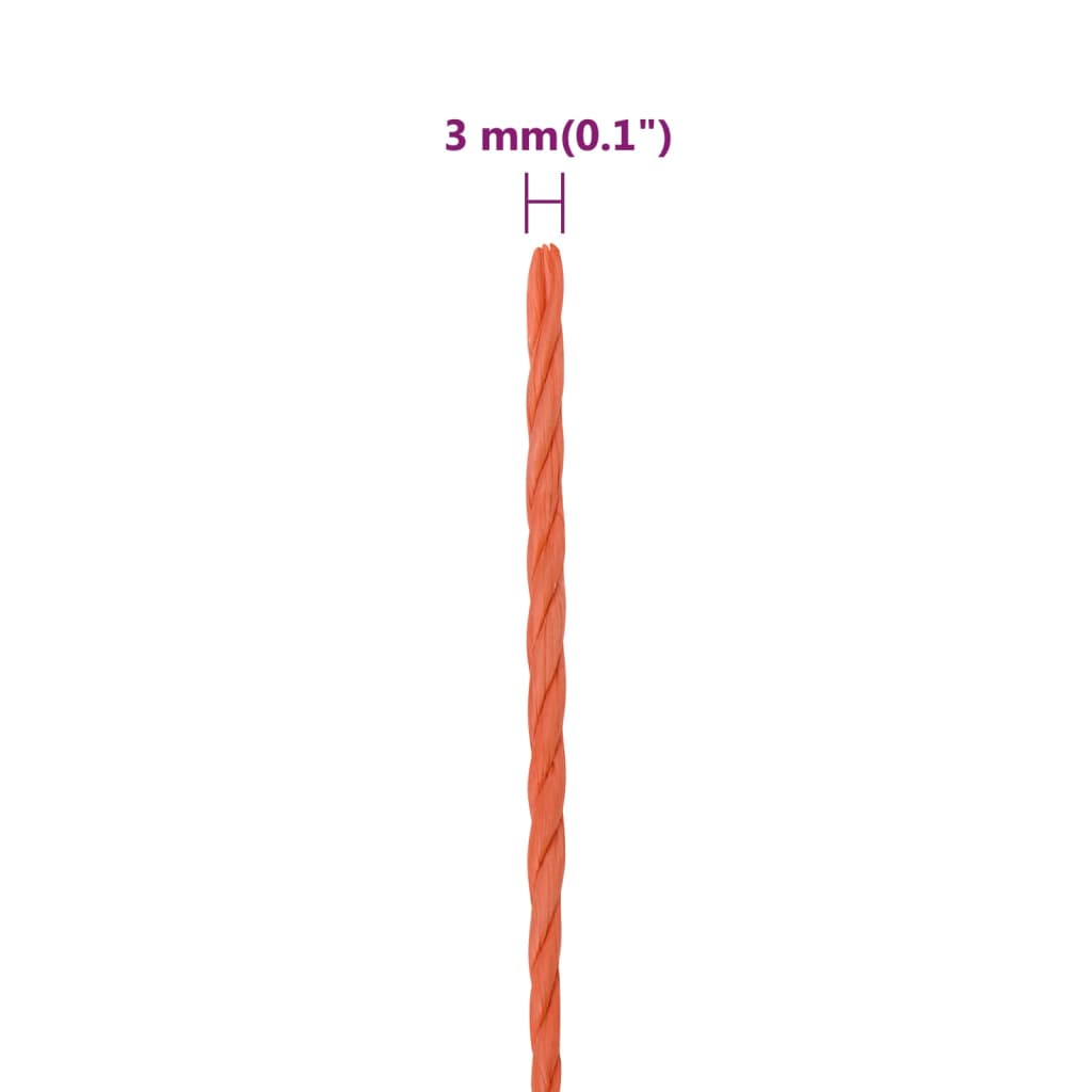 vidaXL laivu virve, oranža, 3 mm, 25 m, polipropilēns