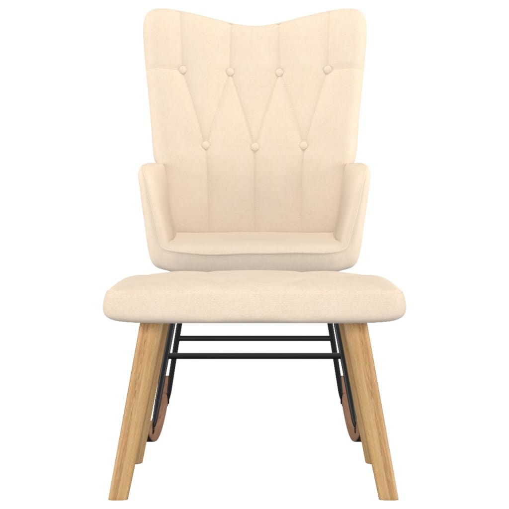 vidaXL šūpuļkrēsls ar kāju balstu, krēmkrāsas audums