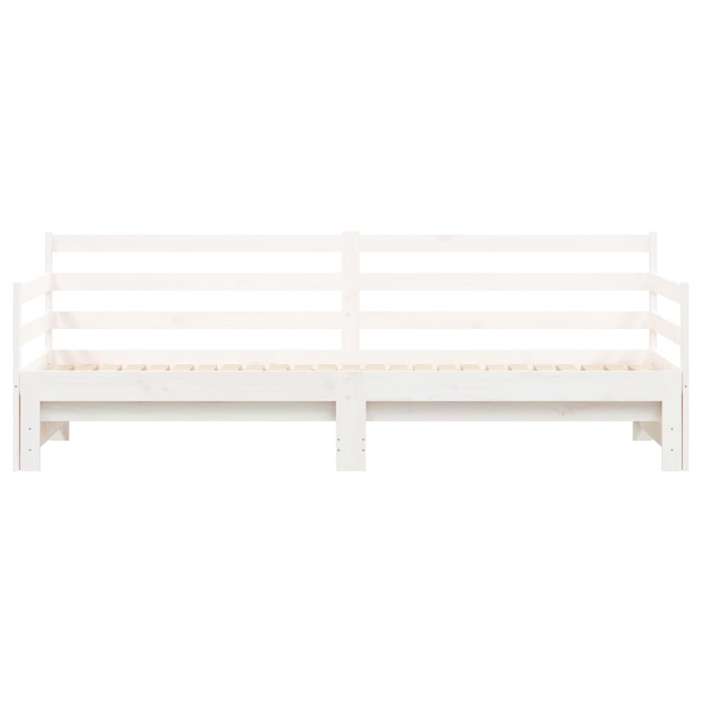 vidaXL izvelkams dīvāns, balts, 90x200 cm, priedes masīvkoks