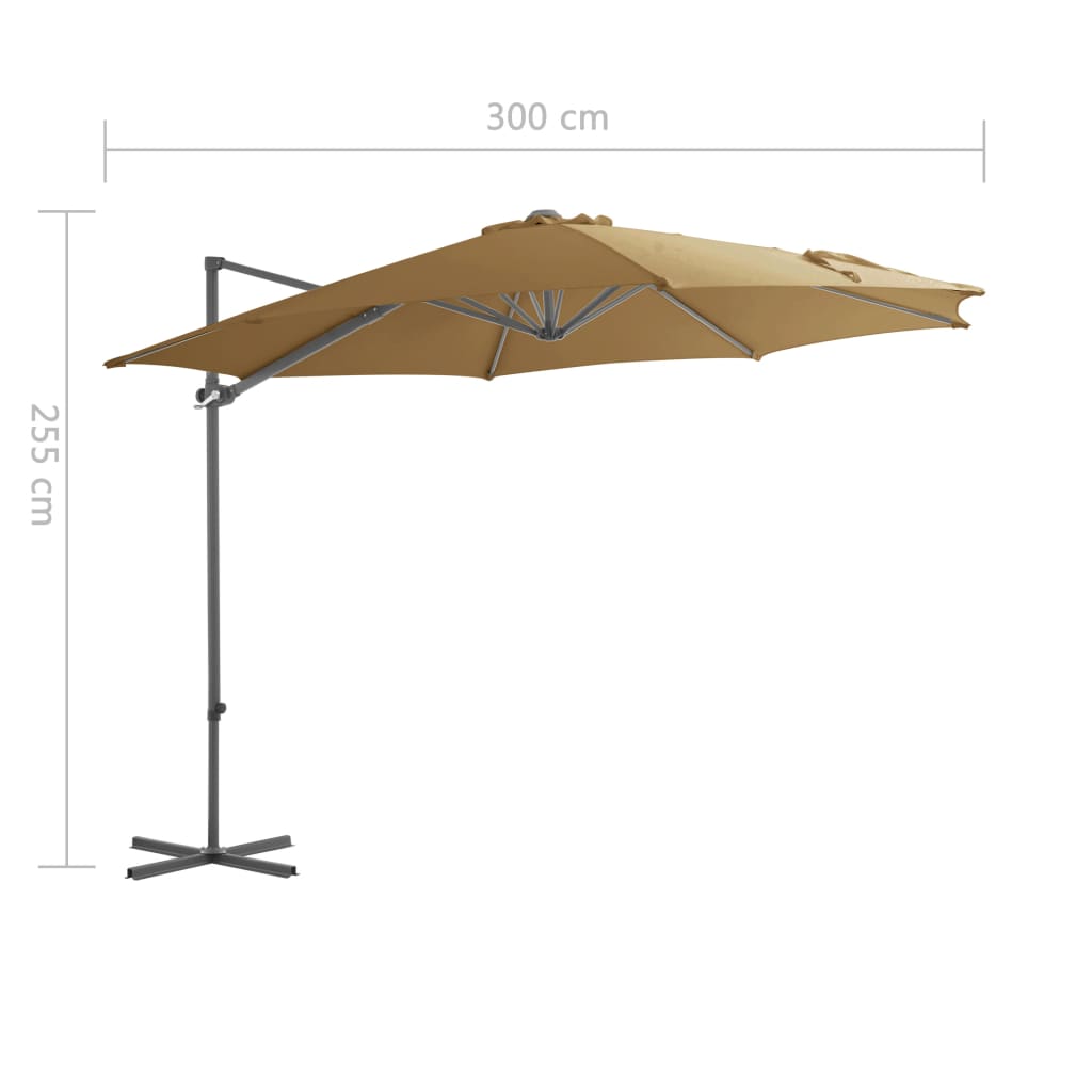 vidaXL saulessargs ar tērauda kātu, 300 cm, pelēkbrūns