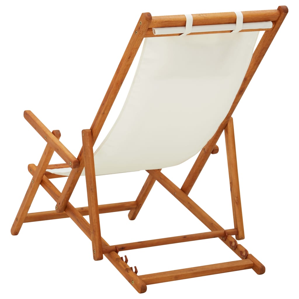 vidaXL saliekams pludmales krēsls, eikalipta masīvkoks, audums
