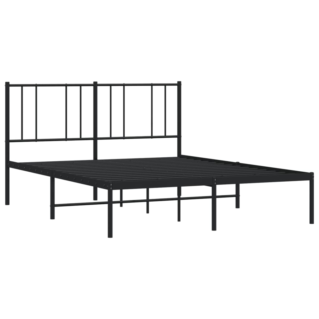 vidaXL gultas rāmis ar galvgali, melns metāls, 140x200 cm