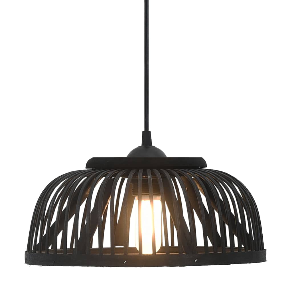 vidaXL griestu lampa, melna, bambuss, 30x12 cm, 40 W, pusapaļa, E27