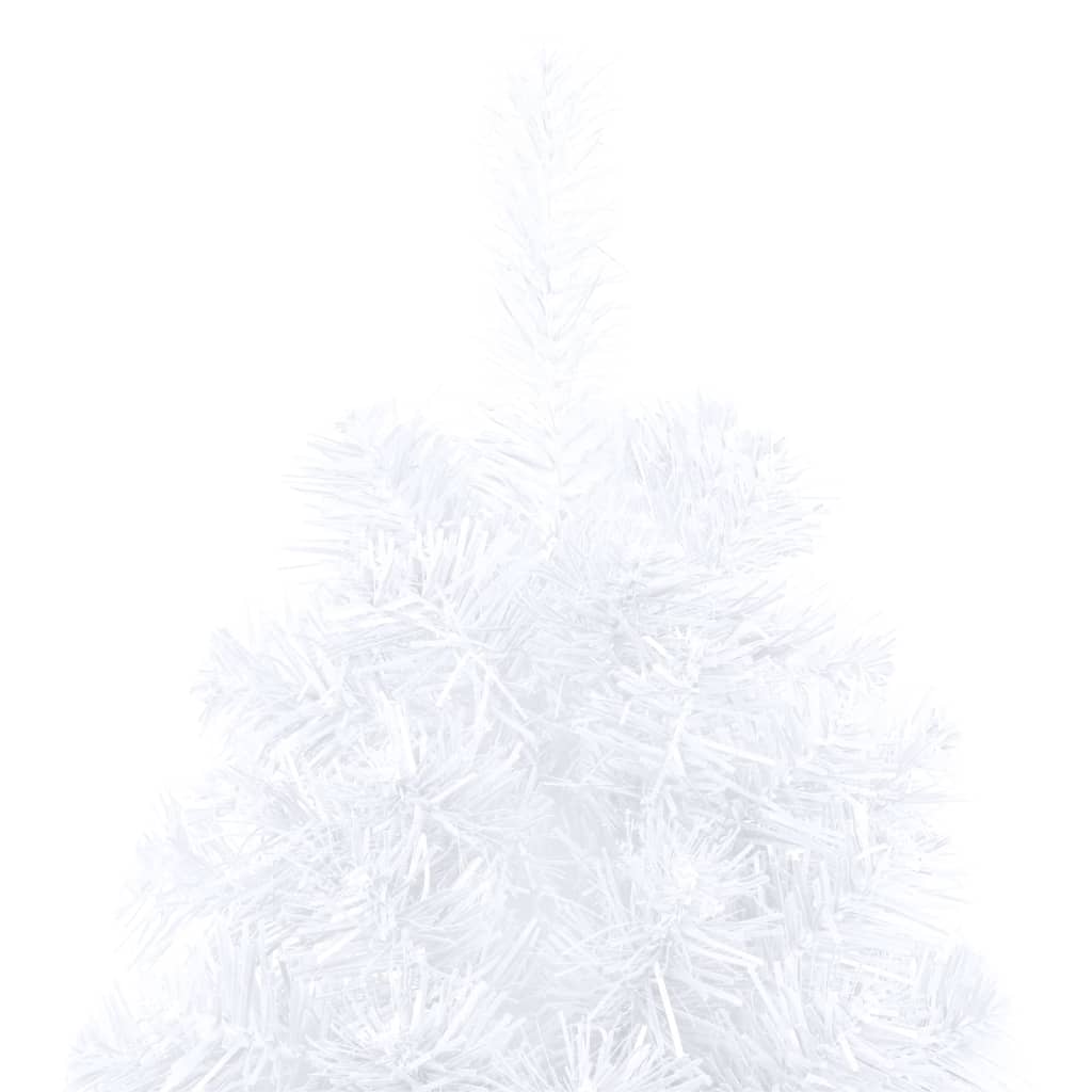 vidaXL izgaismota Ziemassvētku egle ar rotājumiem, balta, 210 cm