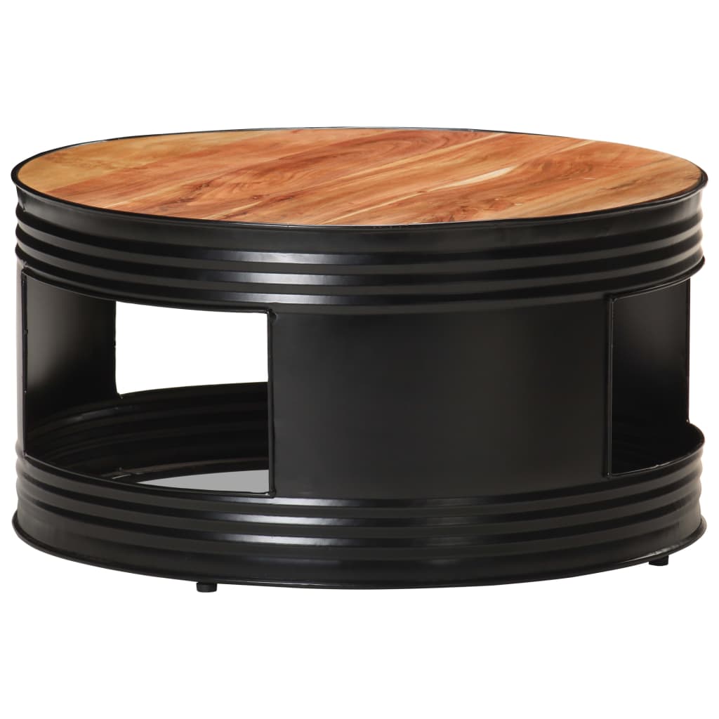 vidaXL kafijas galdiņš, 68x68x36 cm, melns, akācijas masīvkoks