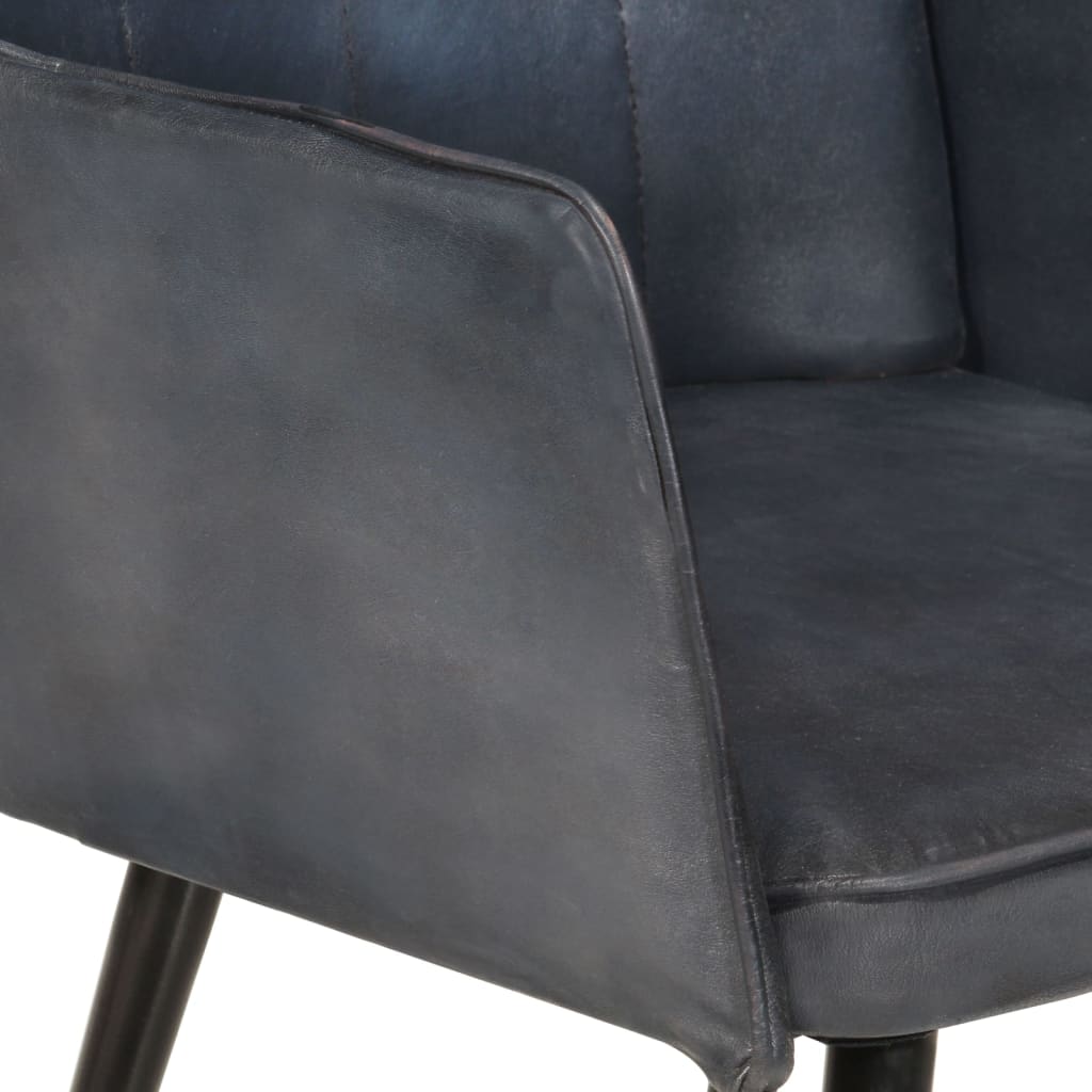 vidaXL atzveltnes krēsls ar kāju balstu, pelēka dabīgā āda