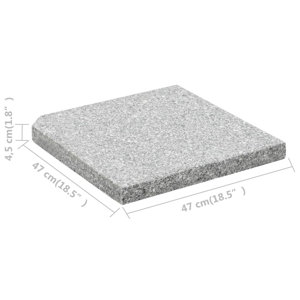 vidaXL kvadrātveida saulessarga pamatne, 4 gb., pelēks granīts, 100 kg