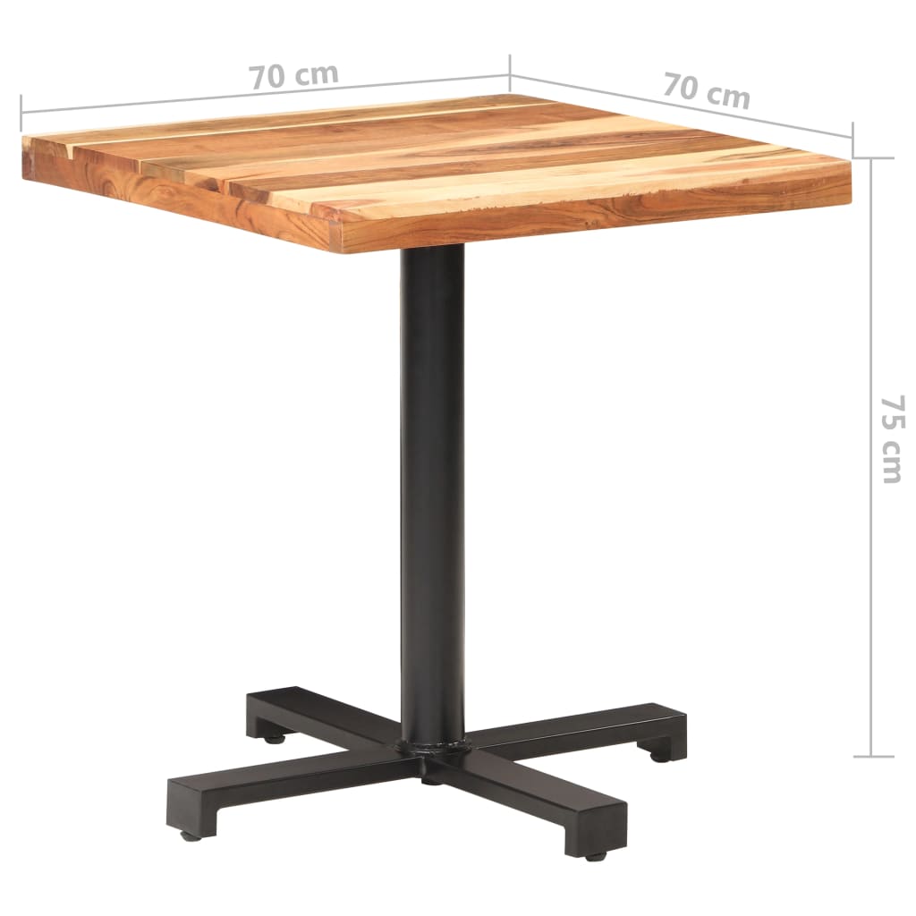 vidaXL bistro galds, kvadrātveida, 70x70x75 cm, akācijas masīvkoks