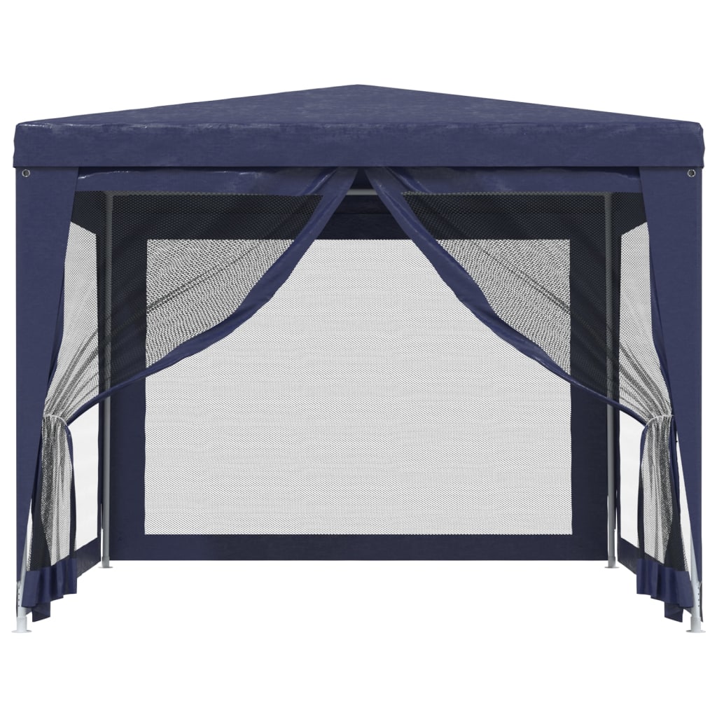 vidaXL svinību telts, ar 4 sieta sienām, 3x3 m, zila, HDPE