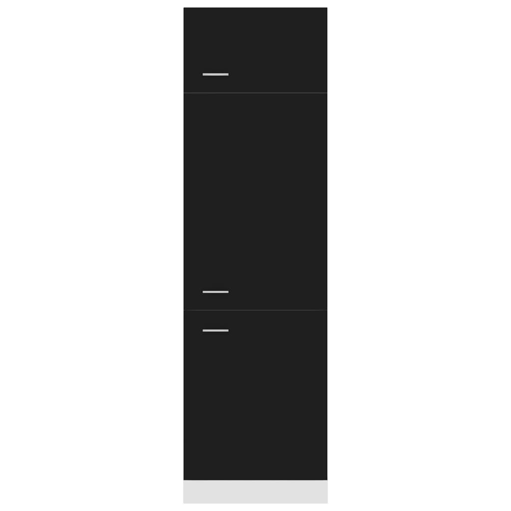 vidaXL ledusskapja skapis, melns, 60x57x207 cm, skaidu plāksne