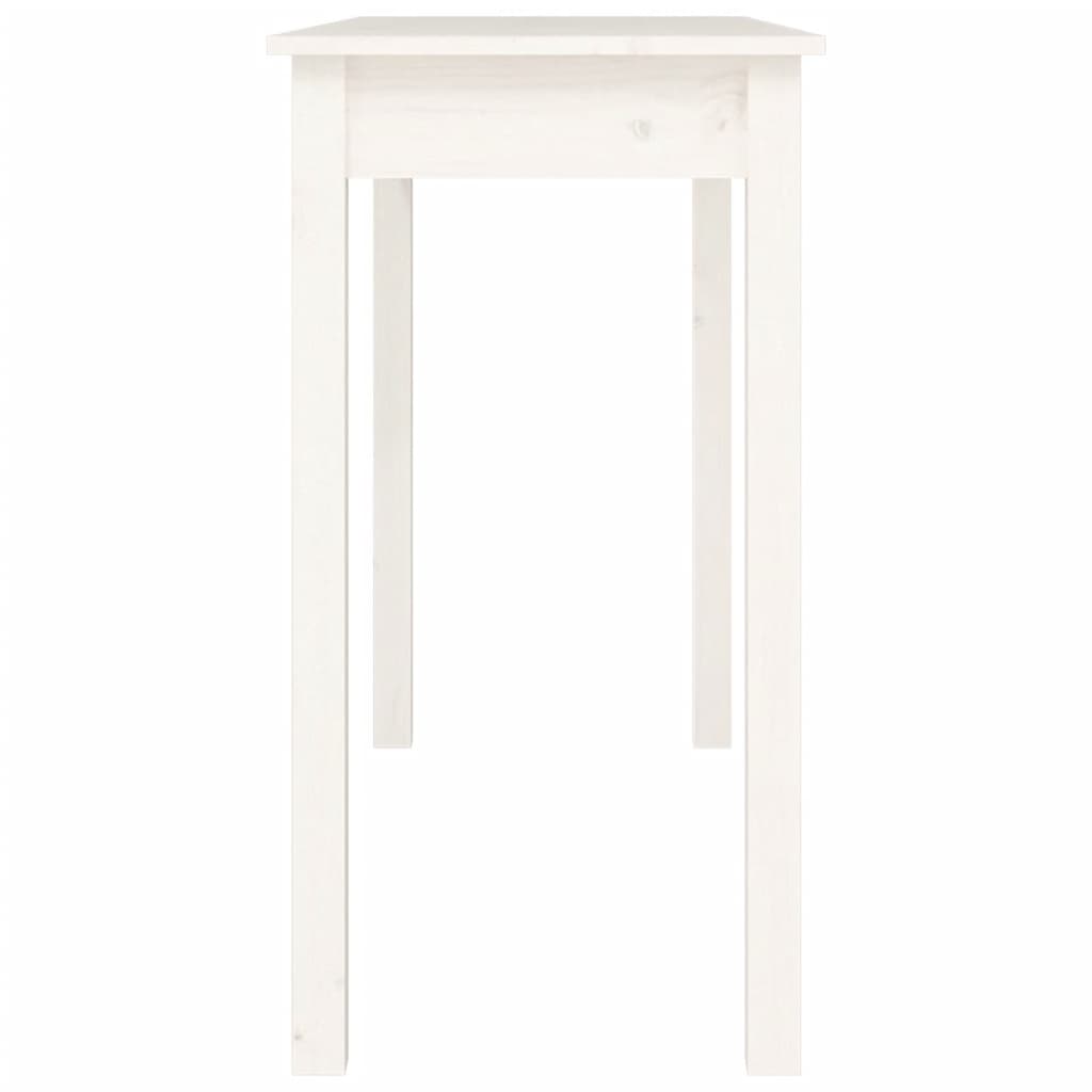 vidaXL konsoles galdiņš, balts, 110x40x75 cm, priedes masīvkoks
