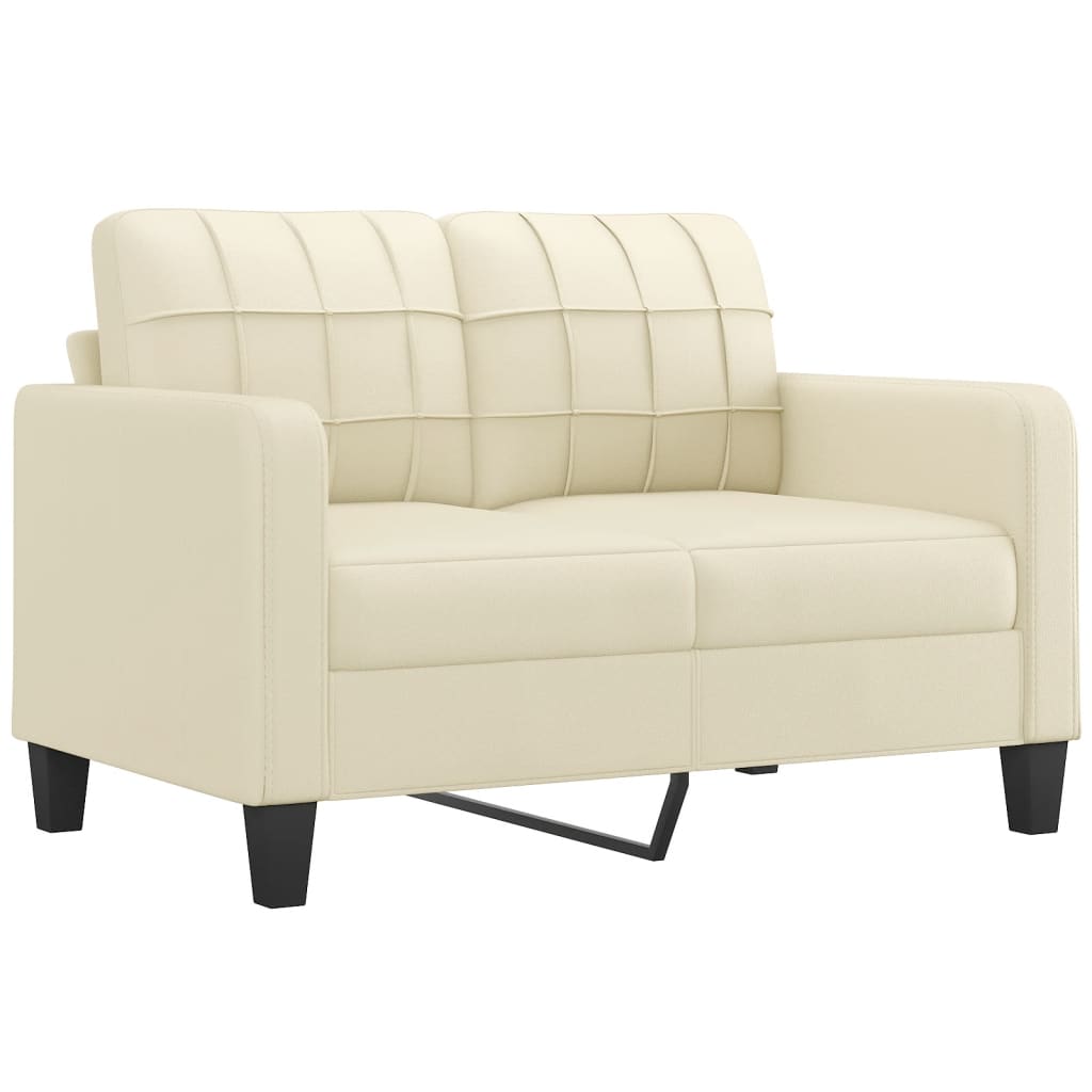 vidaXL divdaļīgs dīvānu komplekts, spilveni, krēmkrāsas mākslīgā āda
