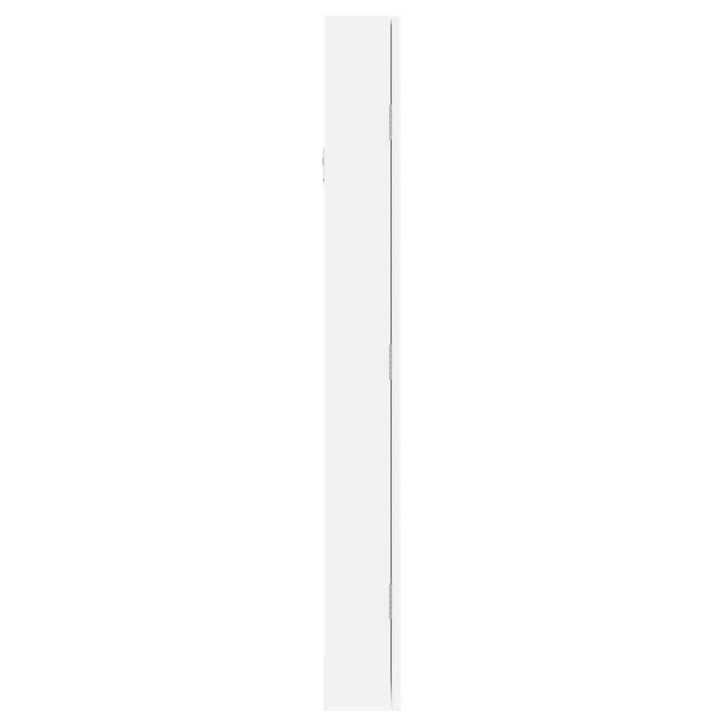 vidaXL sienas rotaslietu skapītis ar spoguli, balts, 37,5x10x90 cm